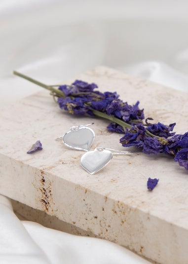 Golden Moments Sterling Silver Polished Heart Drop Earrings