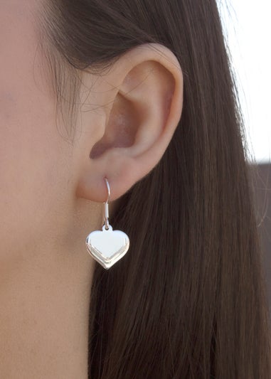 Golden Moments Sterling Silver Polished Heart Drop Earrings