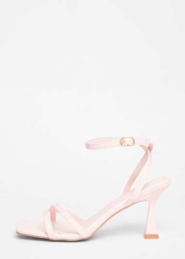 Quiz Pink Strappy Flared Heels