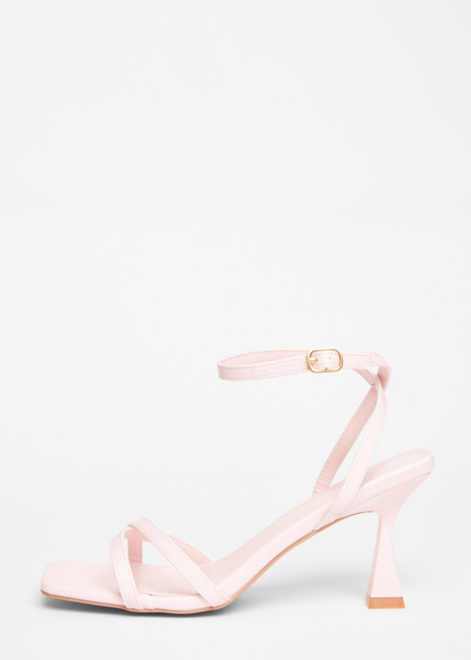 Quiz Pink Strappy Flared Heels
