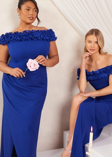 Quiz Blue Ruffle Maxi Dress