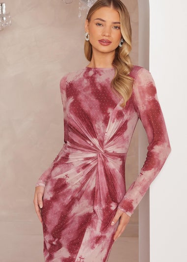 Quiz Pink Marble Print Midaxi Dress