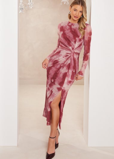 Quiz Pink Marble Print Midaxi Dress