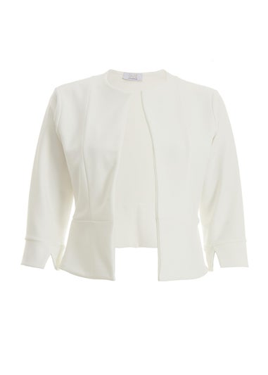 Quiz Cream Split Sleeve Crop Jacket