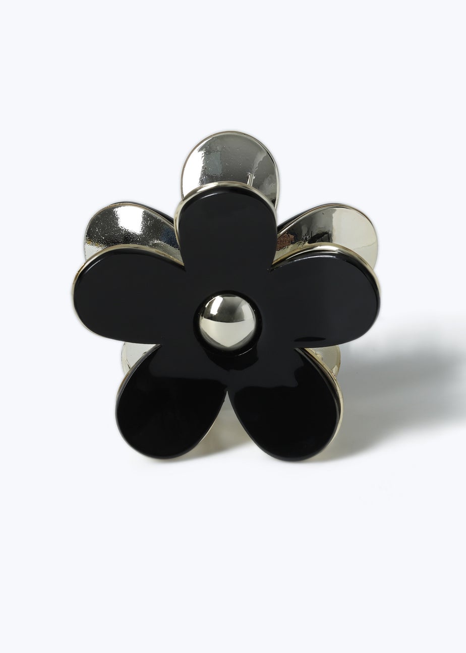 Black Flower Claw Clip