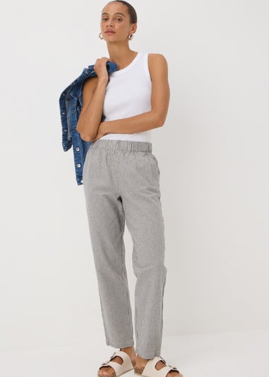 Grey Stripe Pull On Trousers