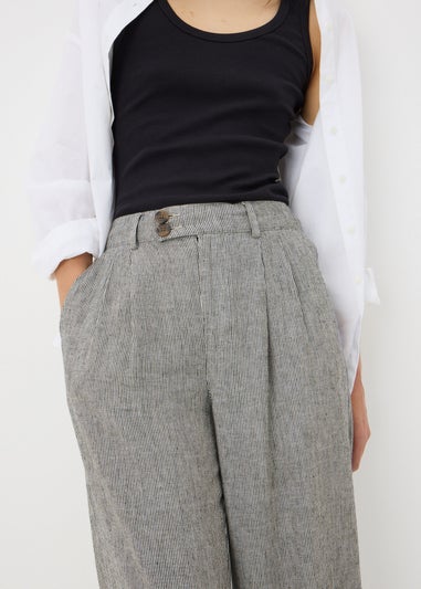 Black Mono stripe Linen Trousers