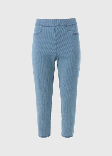 Blue Stripe Cropped Jeggings