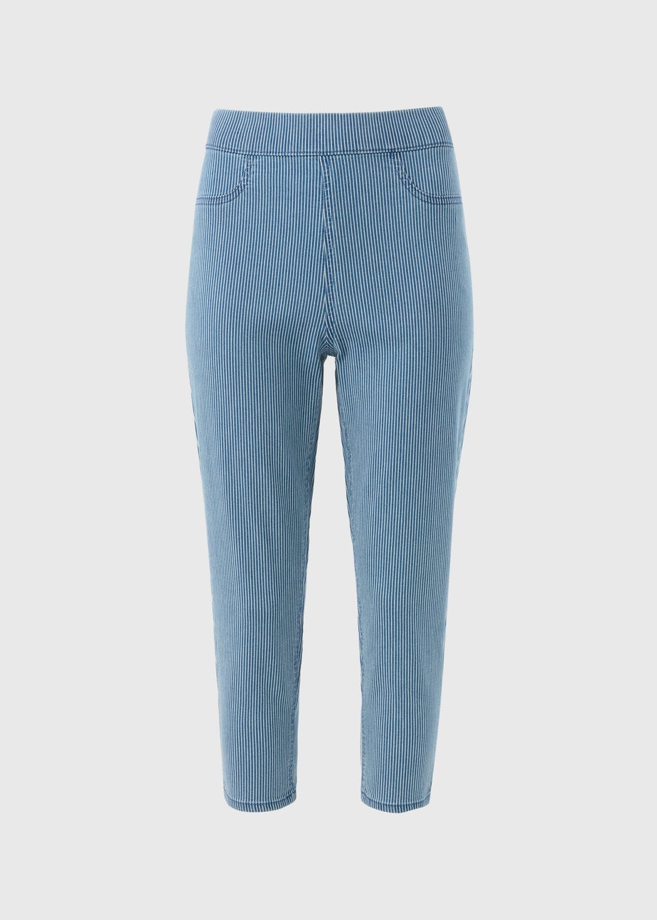 Blue Stripe Cropped Jeggings