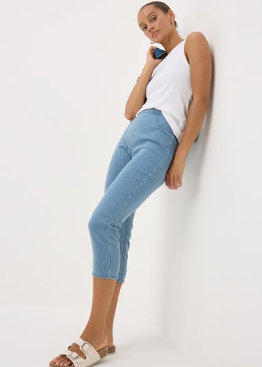 Blue Stripe Cropped Jeggings