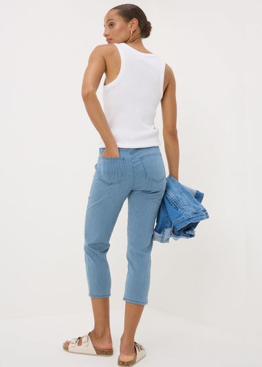 Blue Stripe Cropped Jeggings