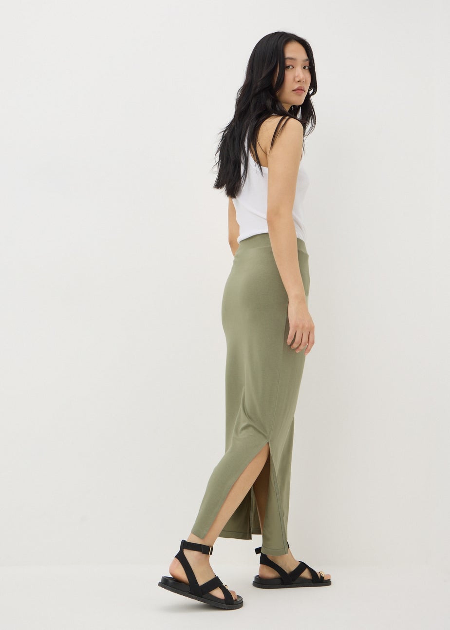 Green Jersey Maxi Skirt