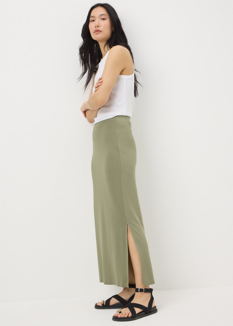 Green Jersey Maxi Skirt