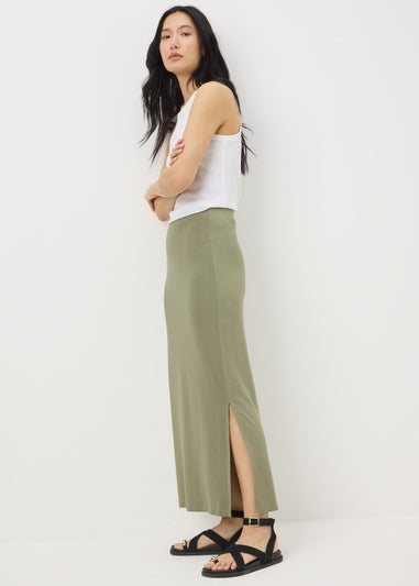 Green Jersey Maxi Skirt