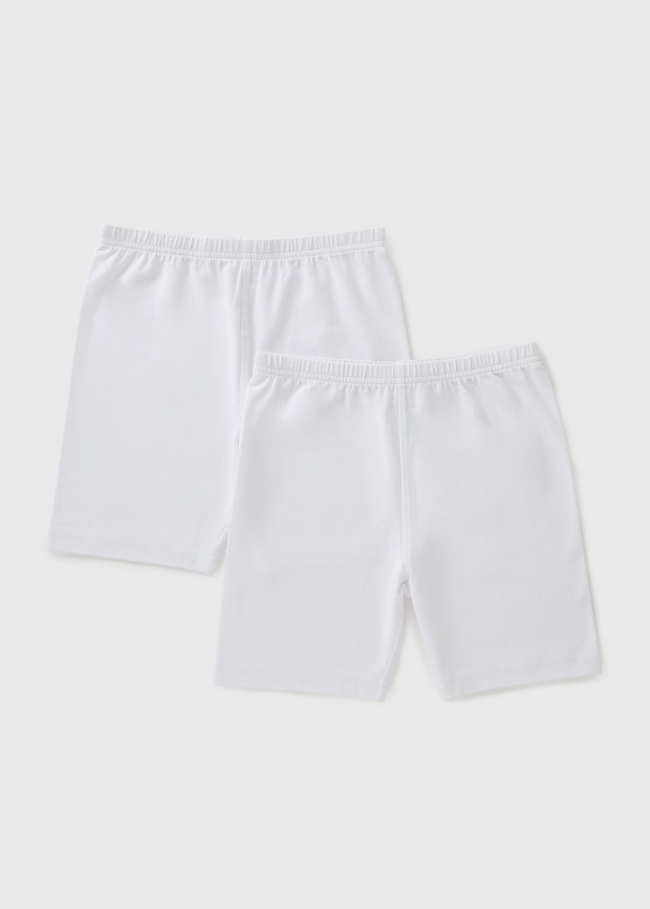 2 Pack Girls White Cycling Shorts (3-13yrs)