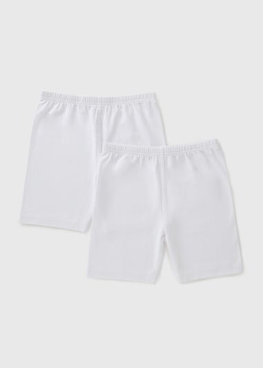 2 Pack Girls White Cycling Shorts (3-13yrs)