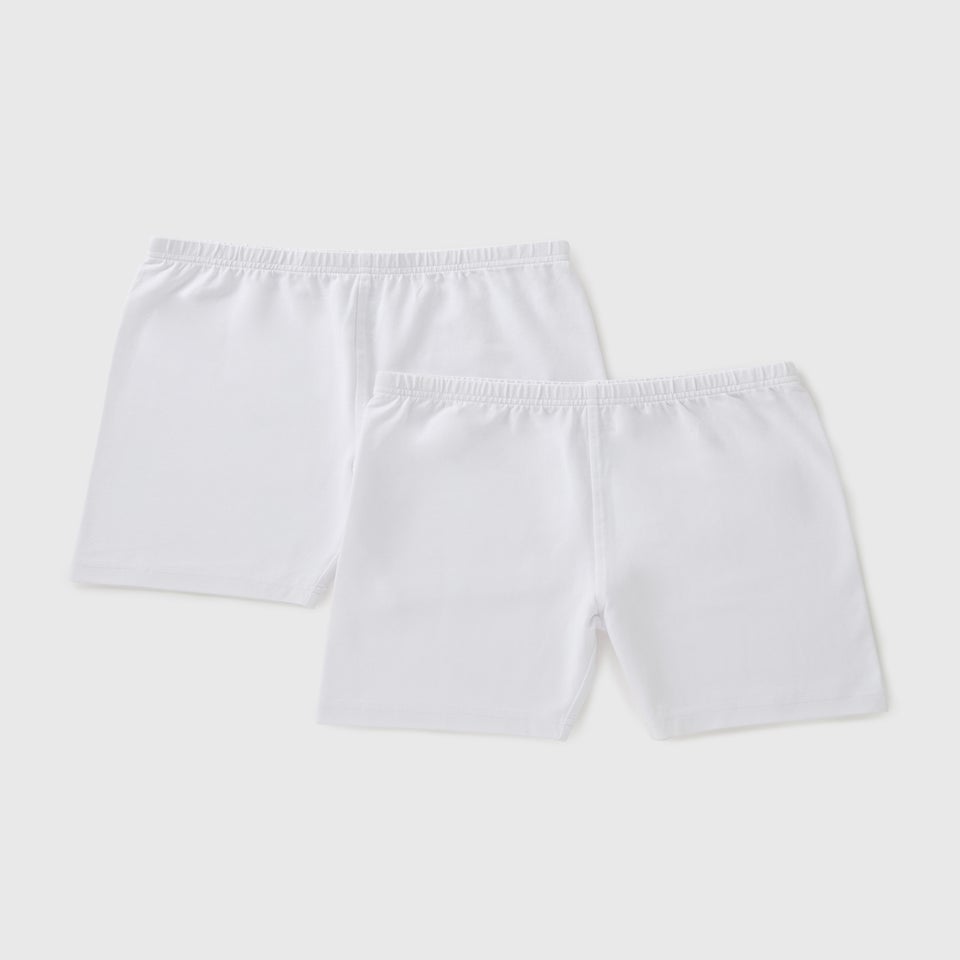 2 Pack Girls White Cycling Shorts (3-13yrs)
