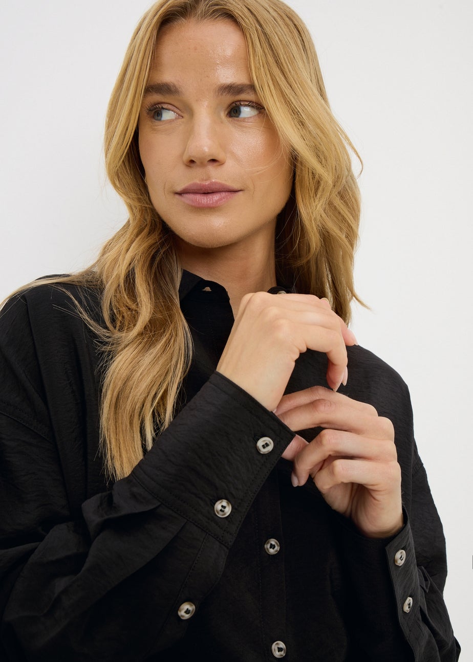 Black Textured Button Shirt