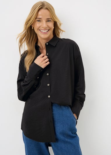 Black Textured Button Shirt