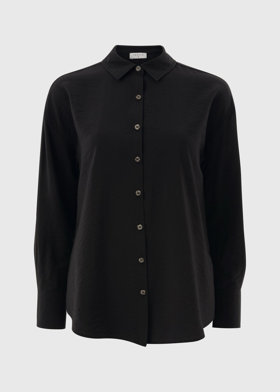 Black Textured Button Shirt