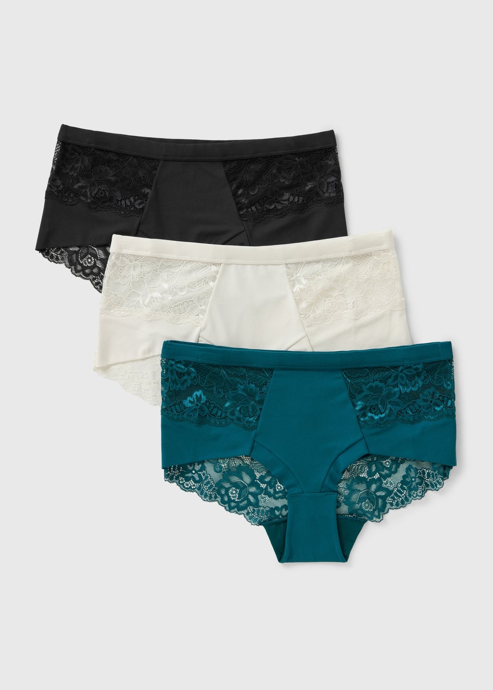 5-Pack Ladies High Leg Modal Knickers – Soft Grey With Lace Trim, Briefs