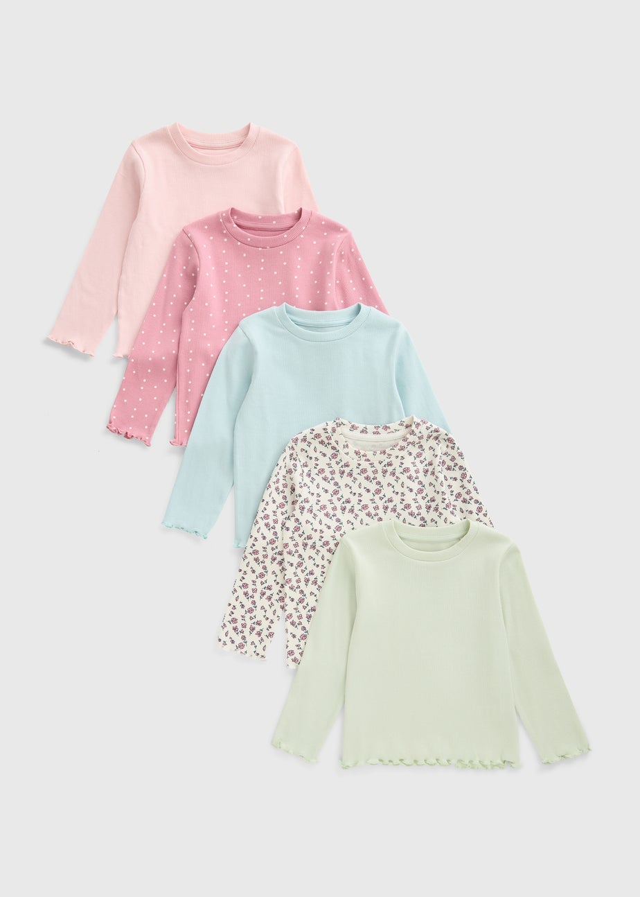 Girls 5 Pack Multicolour Floral Tops (1-7yrs)