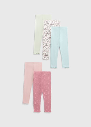 5 Pack Girls Multicolour Leggings (1-7yrs)