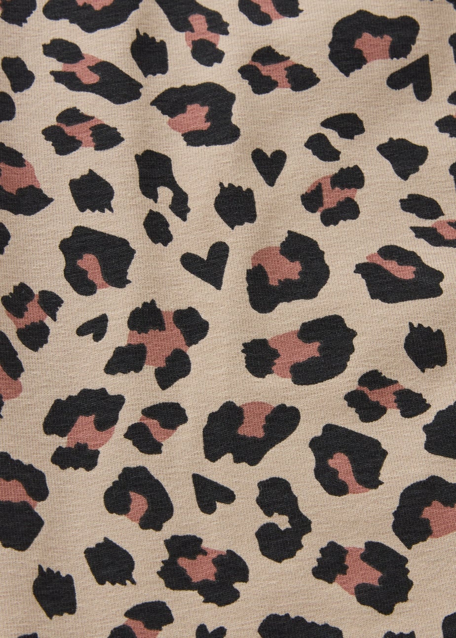 Girls Beige Leopard Leggings (7-15yrs)