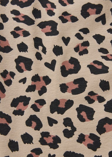 Girls Beige Leopard Leggings (7-15yrs)