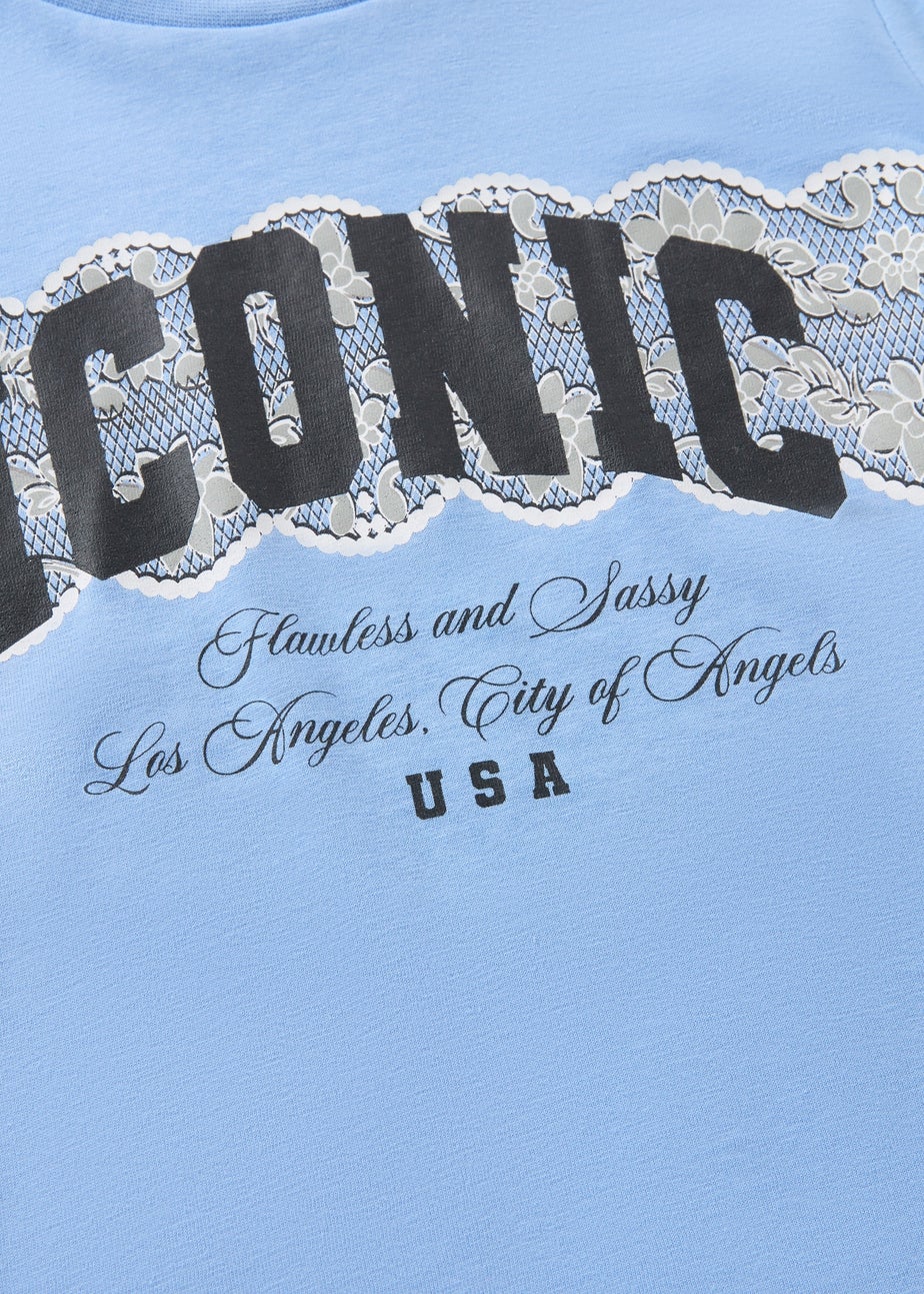 Girls Blue Iconic Lace T-Shirt (7-15yrs)