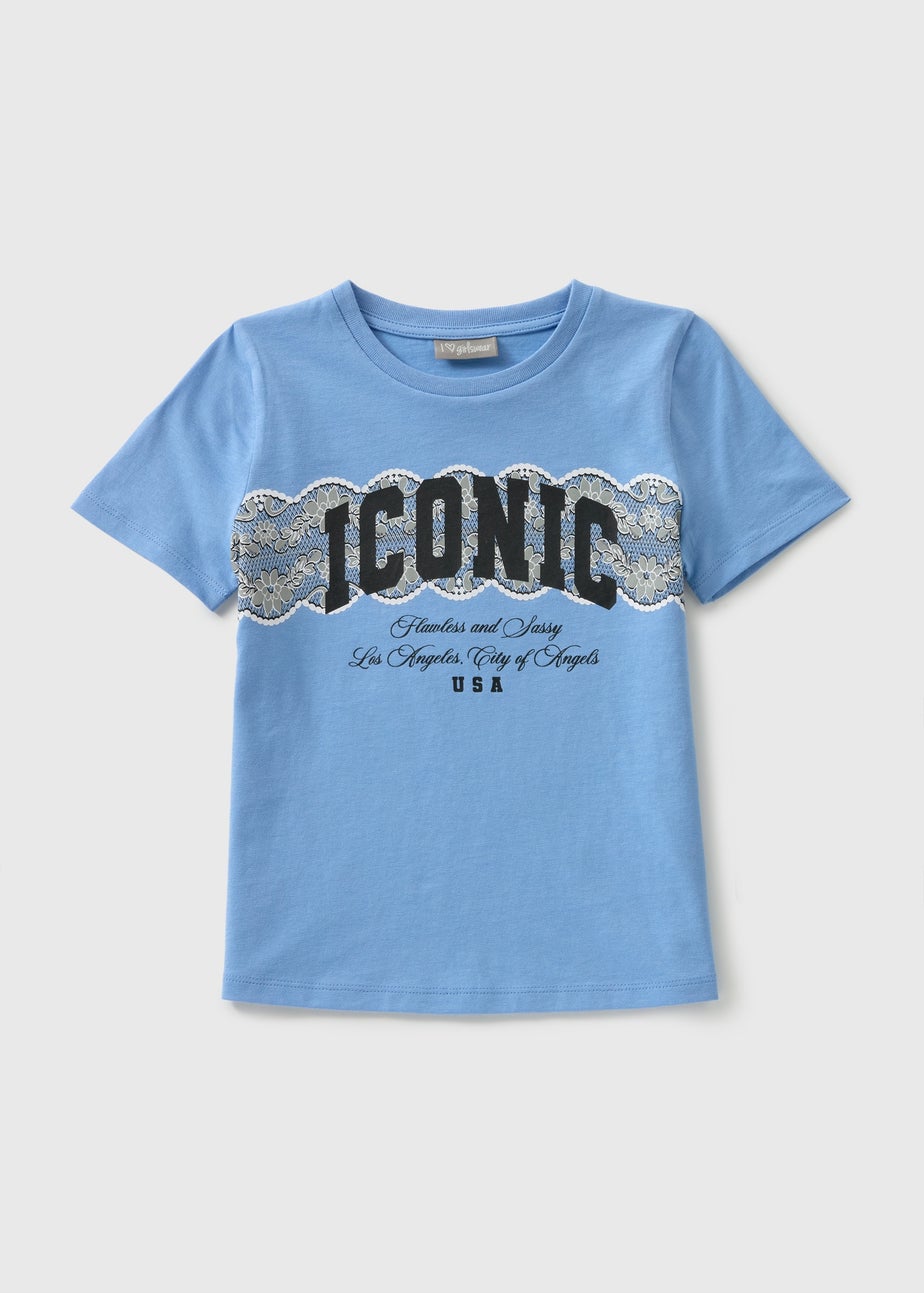 Girls Blue Iconic Lace T-Shirt (7-15yrs)