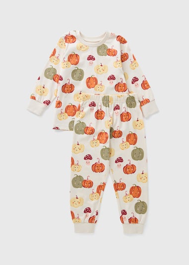 Kids Oatmeal Pumpkin Print Pyjama Set (1-7yrs)