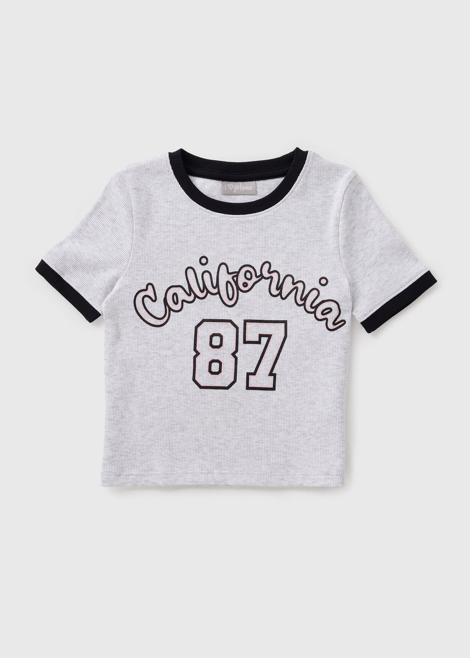 Girls Grey California T-Shirt (7-15yrs)