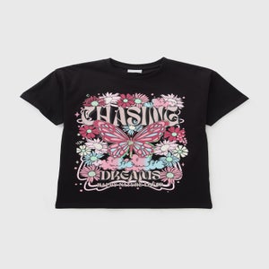 Girls Black Chasing Dreams T-Shirt (7-15yrs)