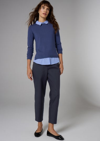 Et Vous Navy Long Capri Trousers