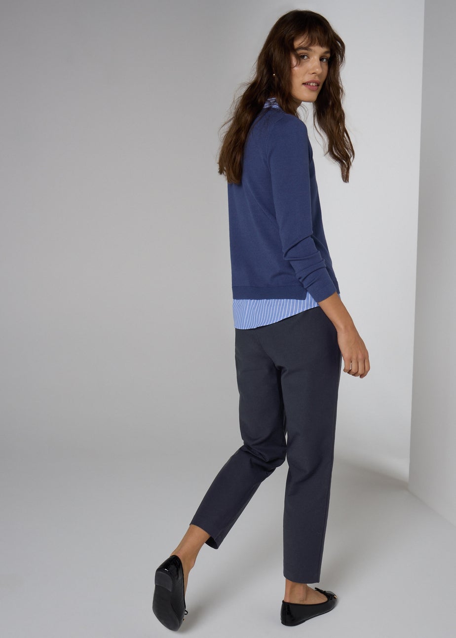Et Vous Navy Long Capri Trousers