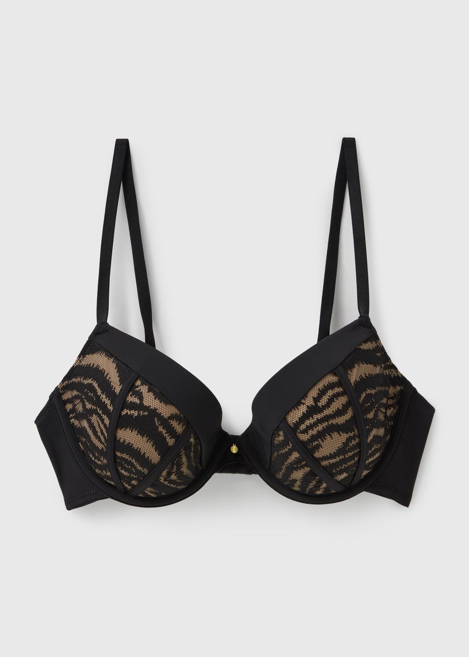 Black Zebra Print Lace Bra
