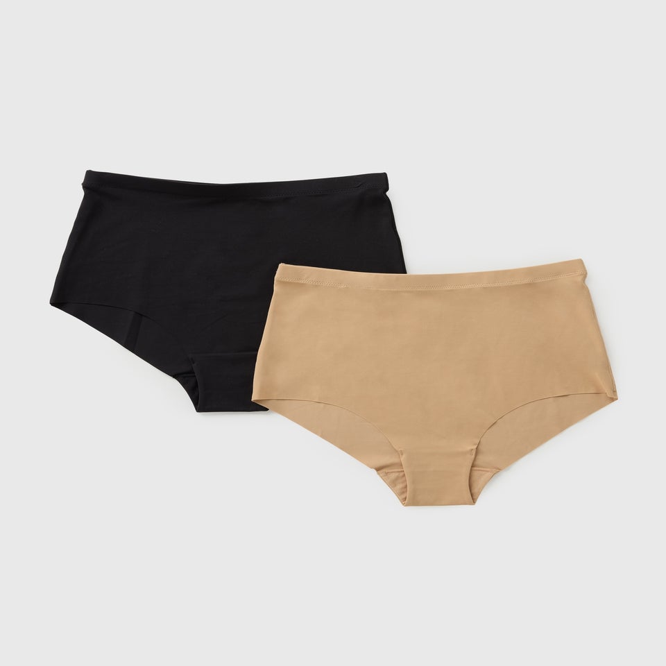 2 Pack Black & Nude Supersoft Smoothing Full Briefs