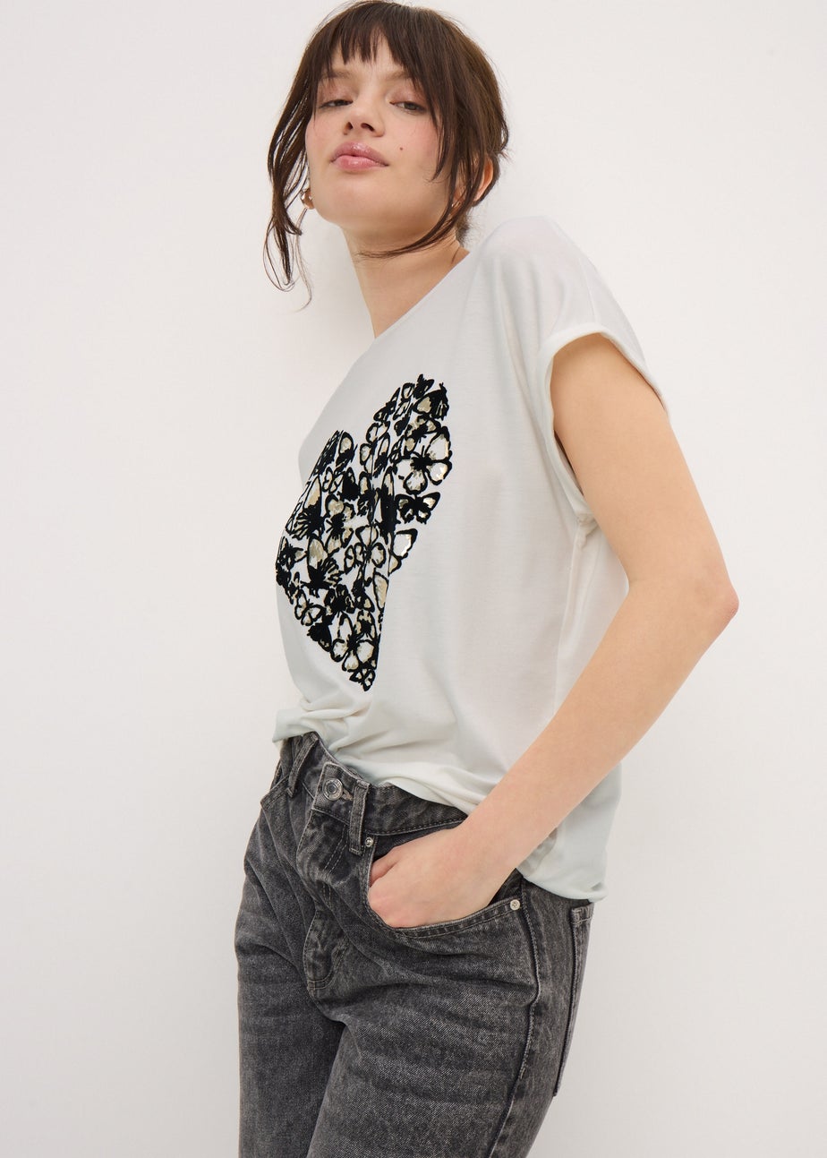 Ivory Butterfly Heart T-Shirt