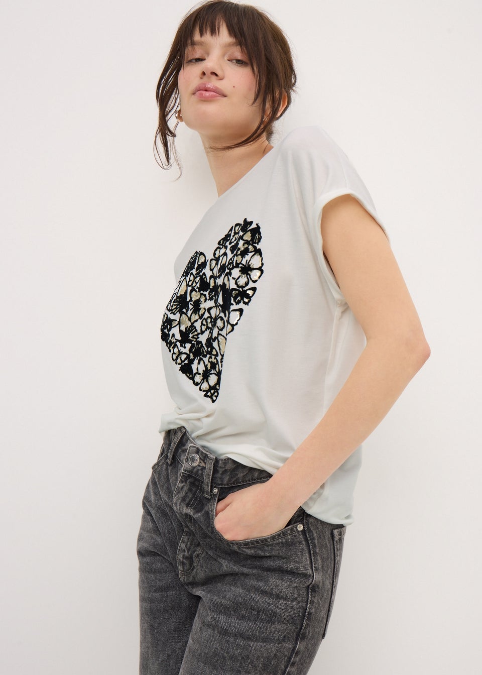 Ivory Butterfly Heart T-Shirt