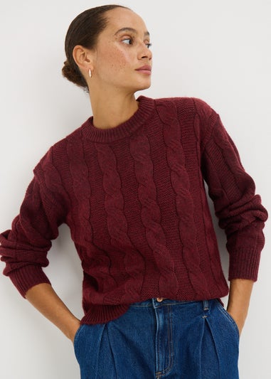 Burgundy Cable Knit Jumper