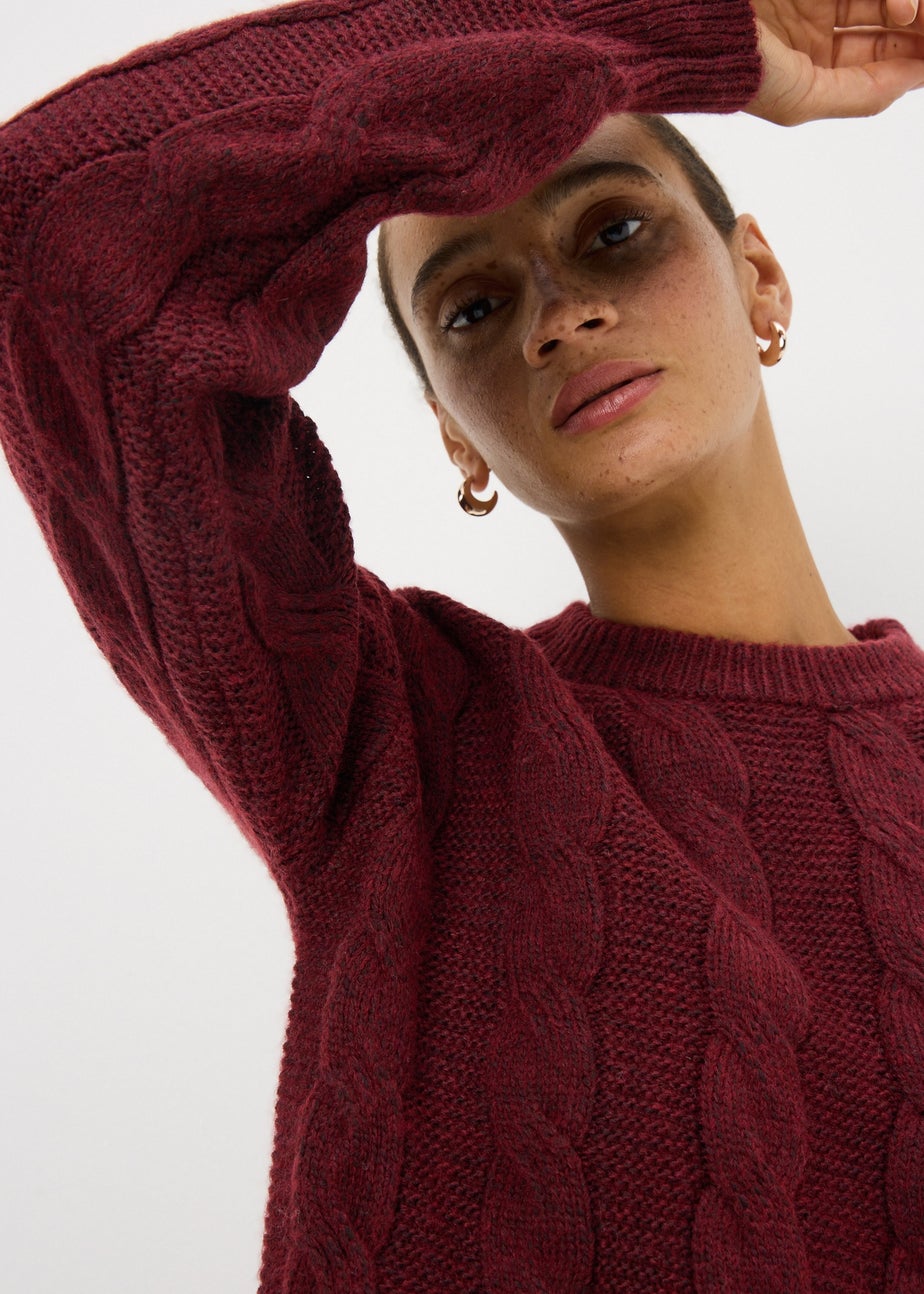 Burgundy Cable Knit Jumper