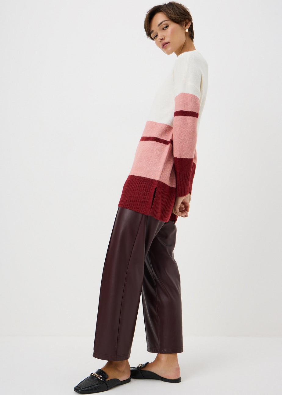 Cream Colour Block Knitted Tunic