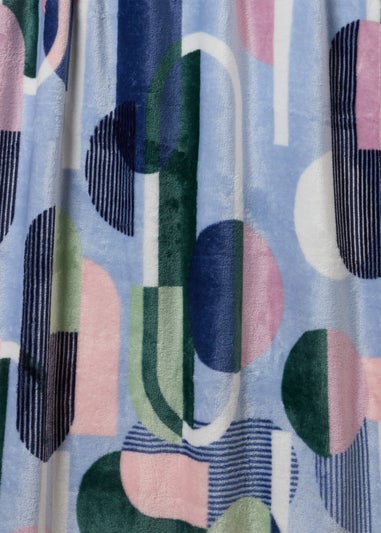 Blue Geometric Print Throw