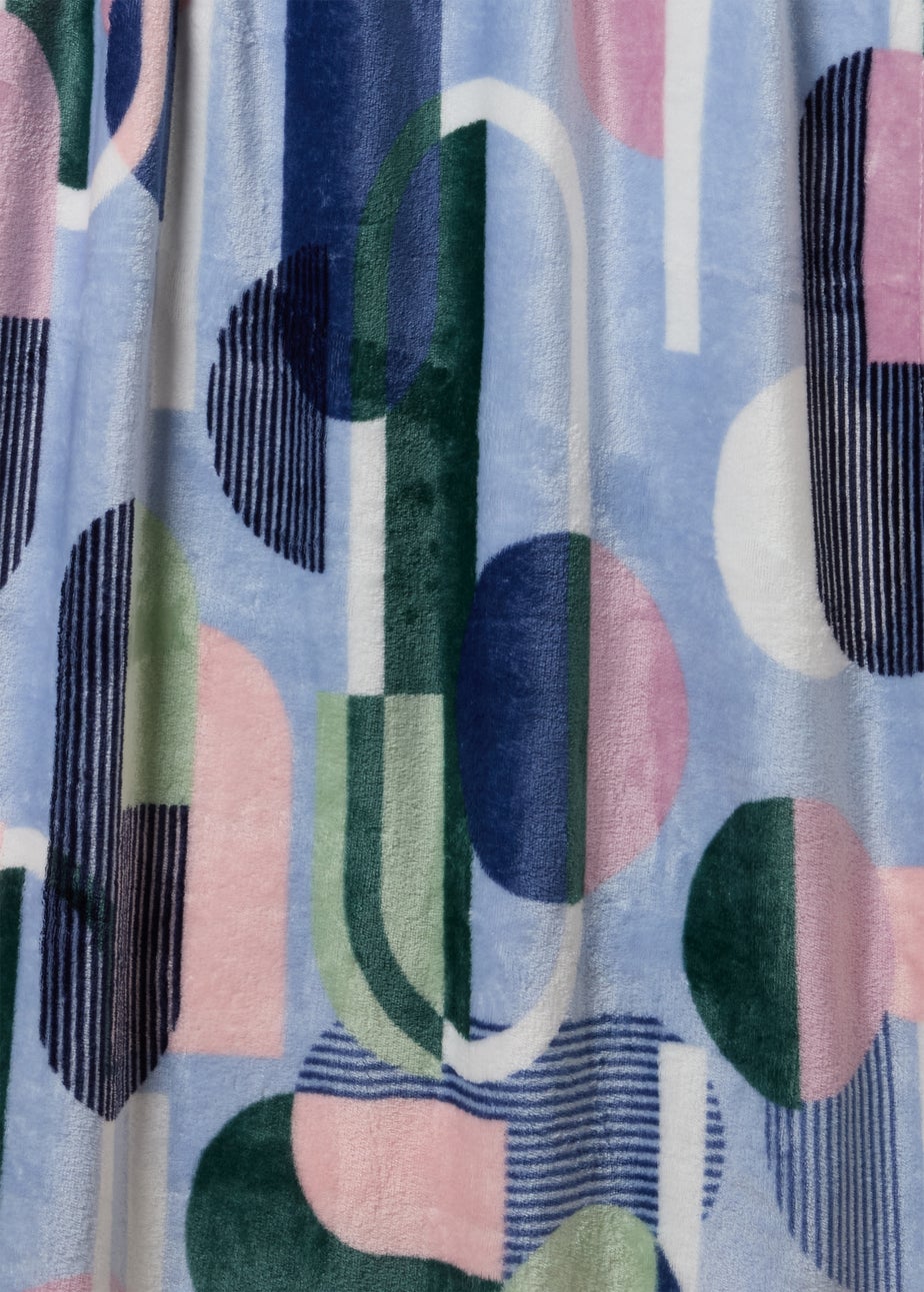 Blue Geometric Print Throw