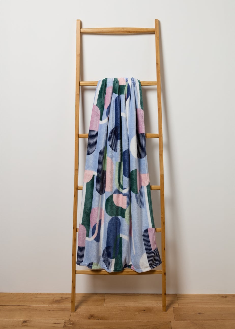 Blue Geometric Print Throw