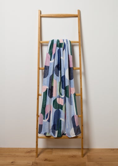 Blue Geometric Print Throw