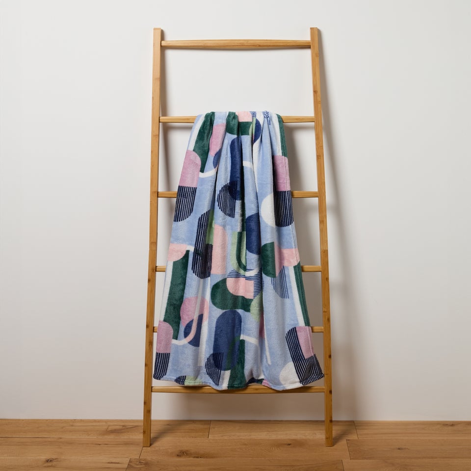 Blue Geometric Print Throw