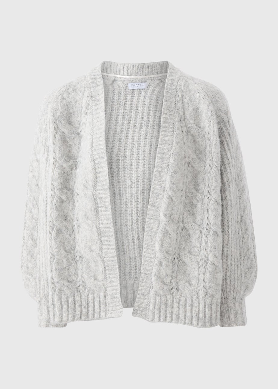 Grey Cable Knit Cardigan