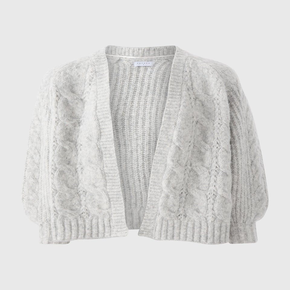 Grey Cable Knit Cardigan
